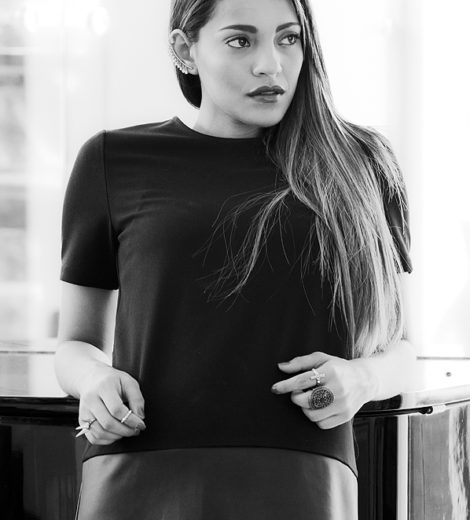 Black & White Semi Leather Dress